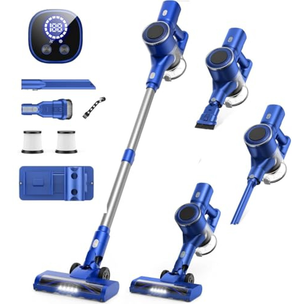 Natrogix Cordless Vacuum Cleaner, 35Kpa Vacuum Cleaners for Home, Lightweight Household Stick Vacuum Cleaner, LED Display, Rechargeable, Handheld Vacuum for Pet Hair Carpet Hardwood Floor, AS2208