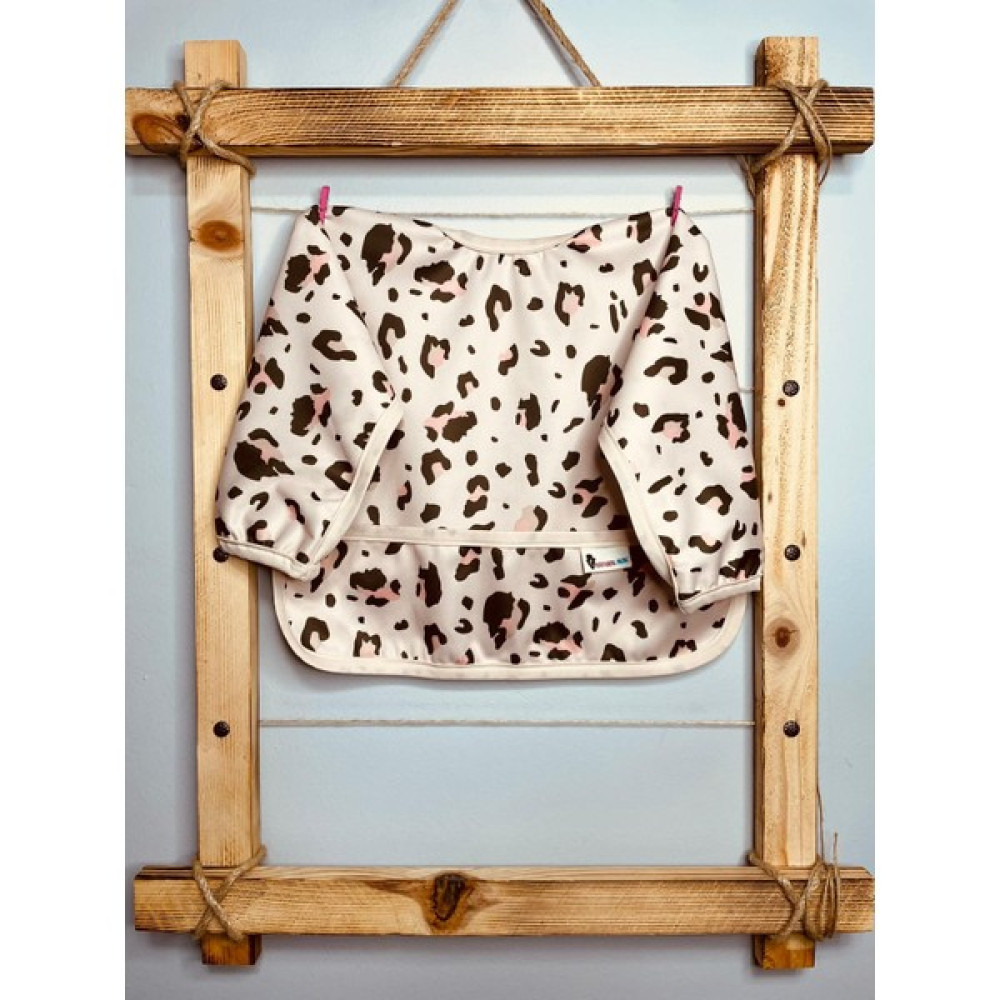 Natural Bebe Yıkanabilir Mama ve Etkinlik Önlüğü Leopar Desen - Krem Rengi - 6 - 24 Ay Mama Önlüğü Fiyatı