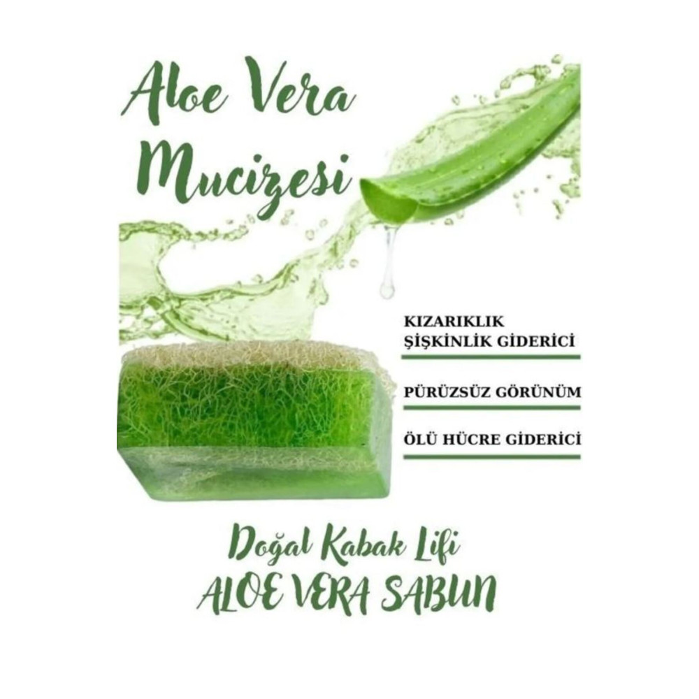 Natural White Doğal Kabak Lifli Aloe Vera Sabunu / Dekoratif Hediyelik Kabak Lifli Alovera Sabun (130 Gr) - Vücut Bakımı Fiyatı