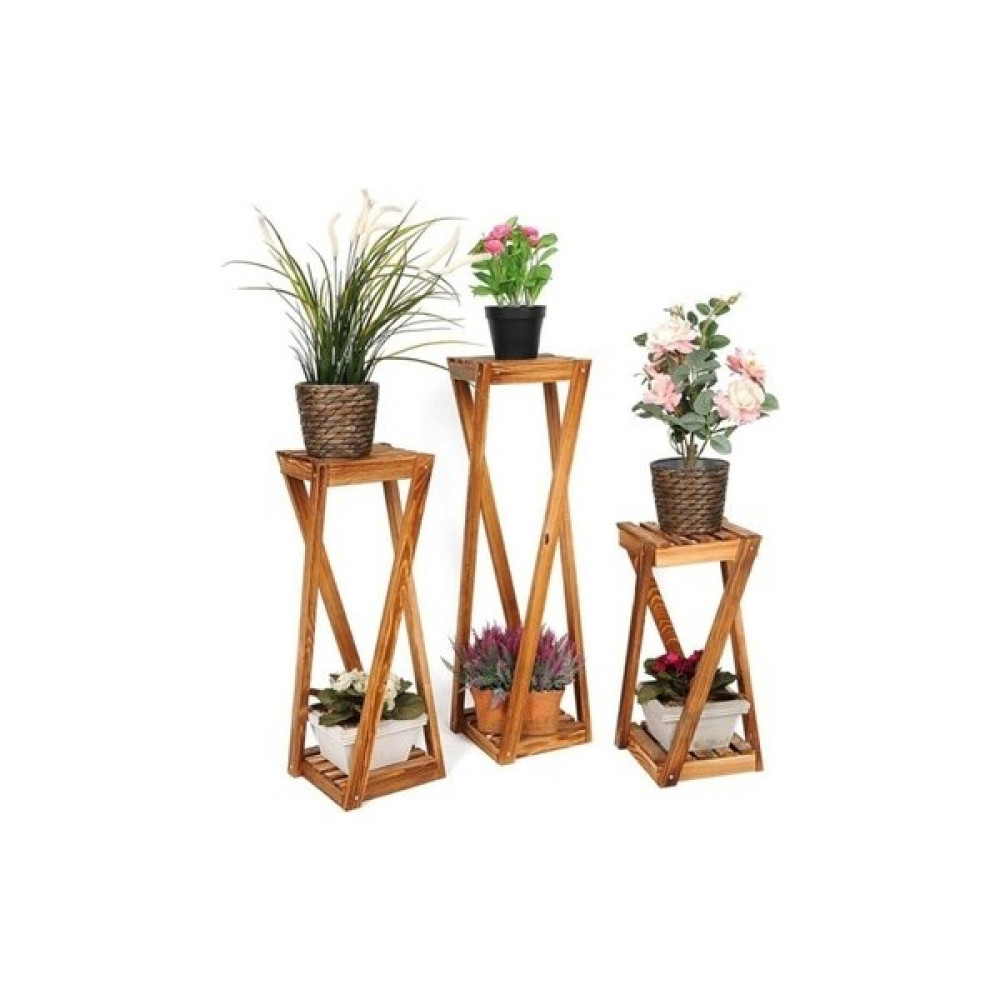 Natural Wood Work Ahşap 3lü Takım Saksı Standı Çiçeklik 3 Boy Balkon Saksılık Salon Çiçeklik NWW0010 - Ceviz Saksı ve Aksesuarları Fiyatı