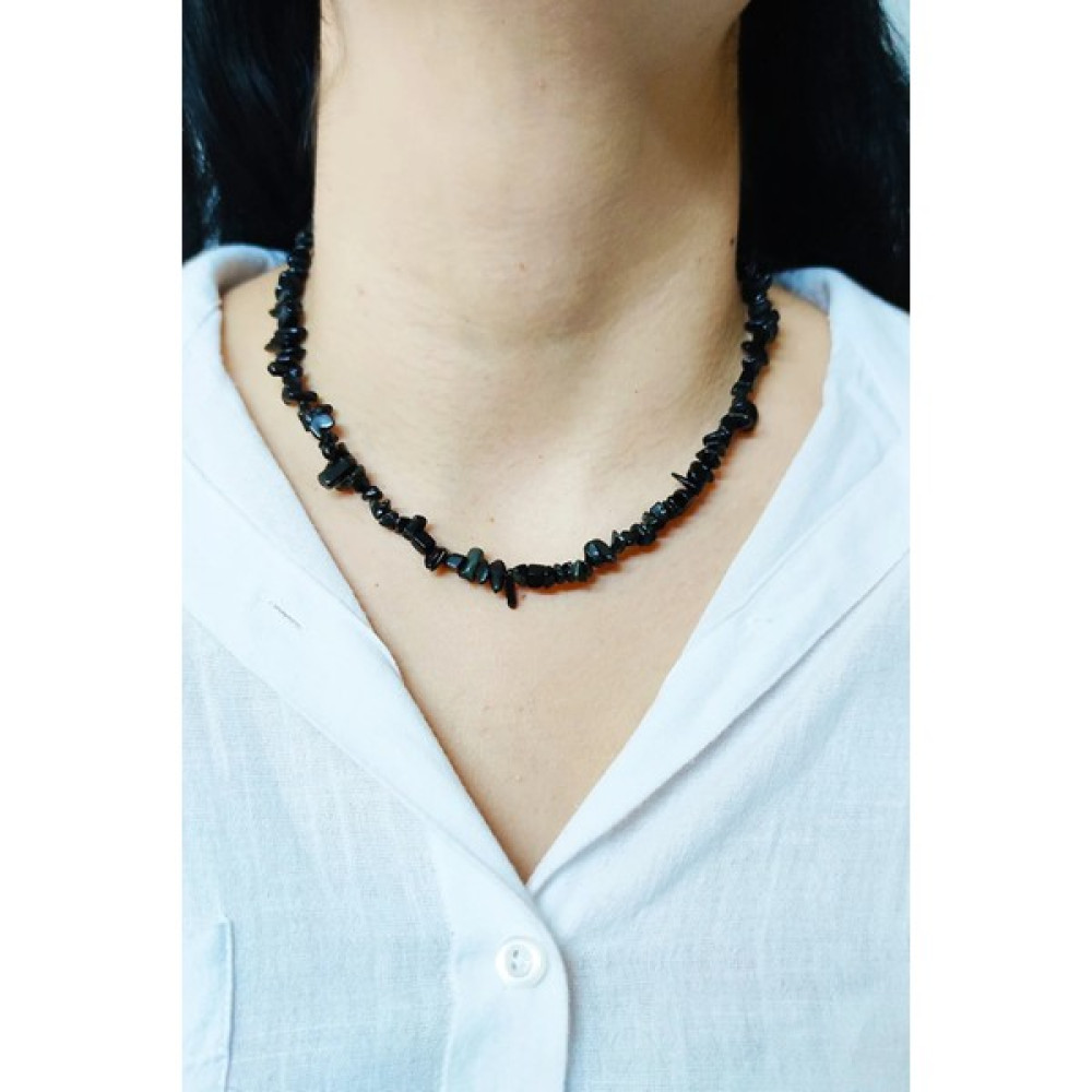 Naturalim Siyah Onix Kırıktaş Kolye Doğal Taş - 40 45 CM Bijuteri Kolye Fiyatı