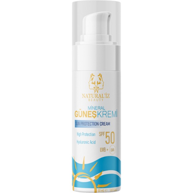 Natural'iz Beauty Mineral Güneş Kremi SPF 50 UVA UVB + Hyaluronic Acid 50 ml Güneş Kremleri ve Losyonları Fiyatı