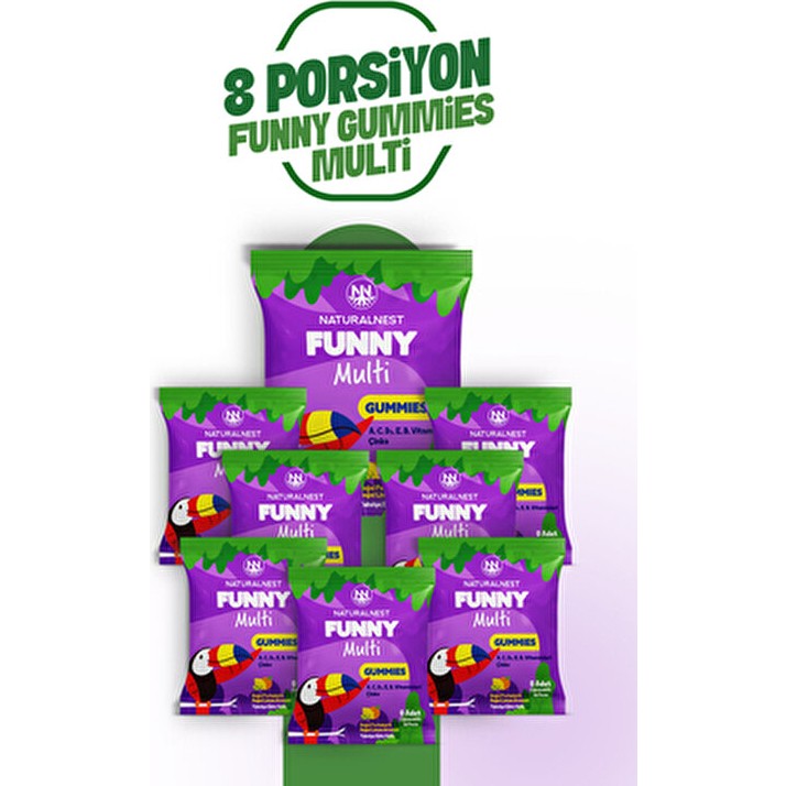 Naturalnest Funny Multi Gummies Set — X8 Multi 64 Çiğnenebilir Jel - Portakal Diğer Fiyatı