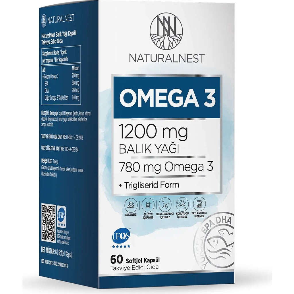 Naturalnest Omega 3 Balık Yağı 1200 mg 60 Kapsül Sporcu Besini & Supplementler Fiyatı