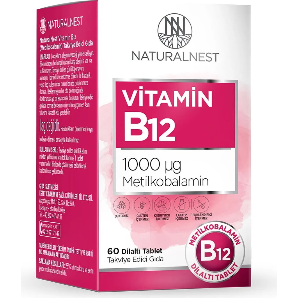 Naturalnest Vitamin B12 Metilkobalamin Takviye Edici Gıda 60 Tablet Diğer Fiyatı