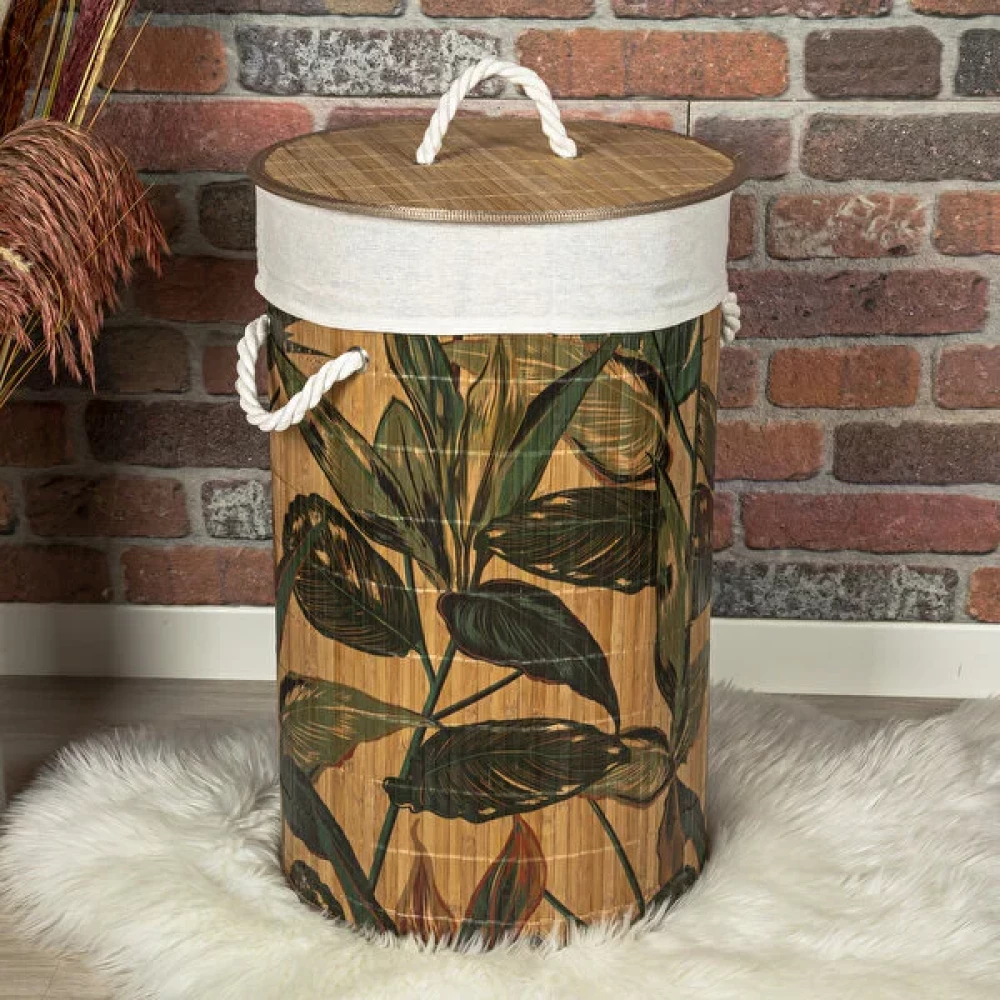 Naturalove Bambu Çamaşır Sepeti Desenli - Naturel Sepet Fiyatı
