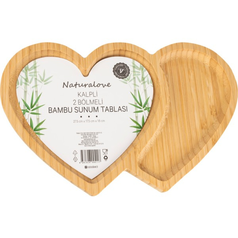 Naturalove Bambu Sunum Tabağı - Kalpli / 2 Bölmeli Mutfak Gereçleri Fiyatı