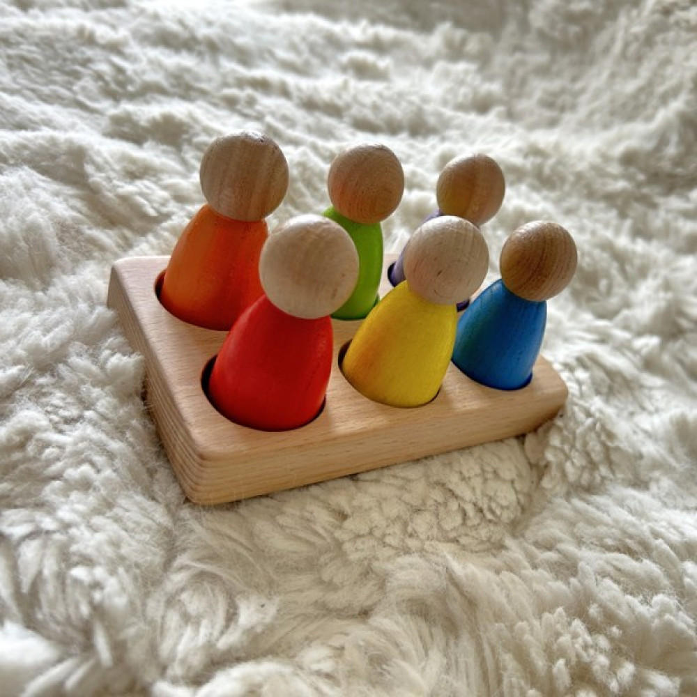 Naturalp Ahşap 6 Parça Peg Bebek Tabla Eşleştirme Oyuncak Doğal Organik Montessori Çocuk Oyuncağı - Renkli Bebek Oyuncakları Fiyatı