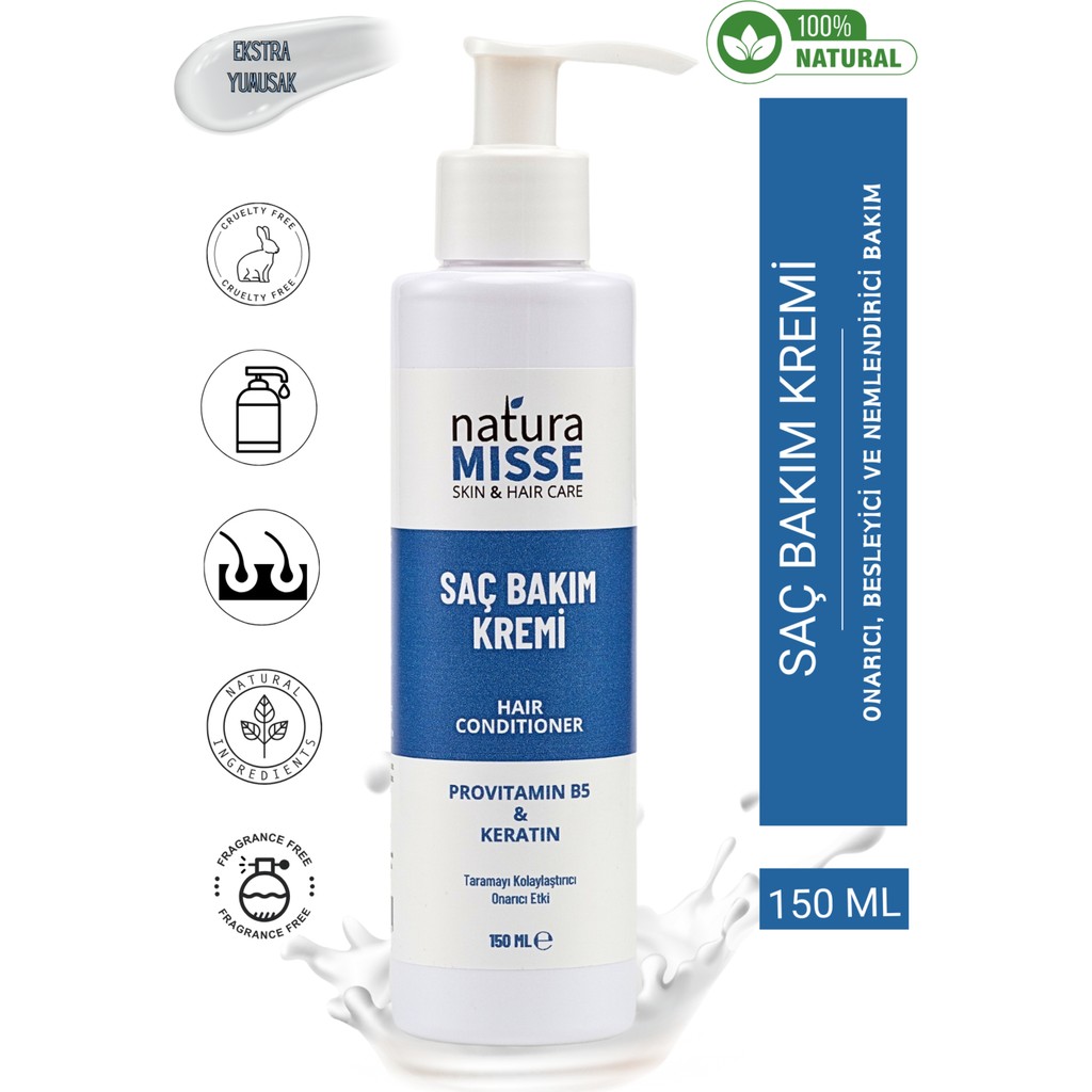 NaturaMisse Doğal Saç Bakım Kremi 150 Ml Keratin- Provitamin B5 Canlandırıcı- Yumuşatıcı Bakım- Parlak Saçlar Şampuan ve Saç Kremi Fiyatı