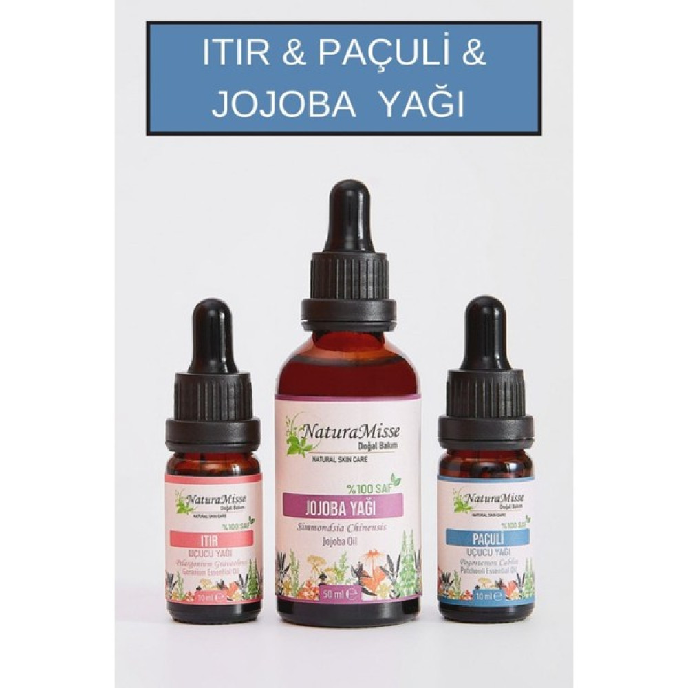 NaturaMisse Jojoba Yağı 50 ml Itır Uçucu Yağı 10 ml Paçuli Uçucu Yağı 10 ml %100 Saf Doğal Nemlendiriciler Fiyatı