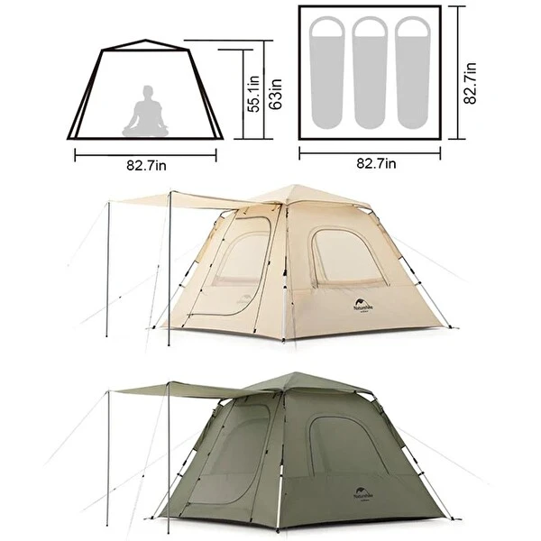 Naturehike Ango Pop Up UPF 50+ Otomatik 3 Kişilik Bej Aile Çadırı Çadır Fiyatı