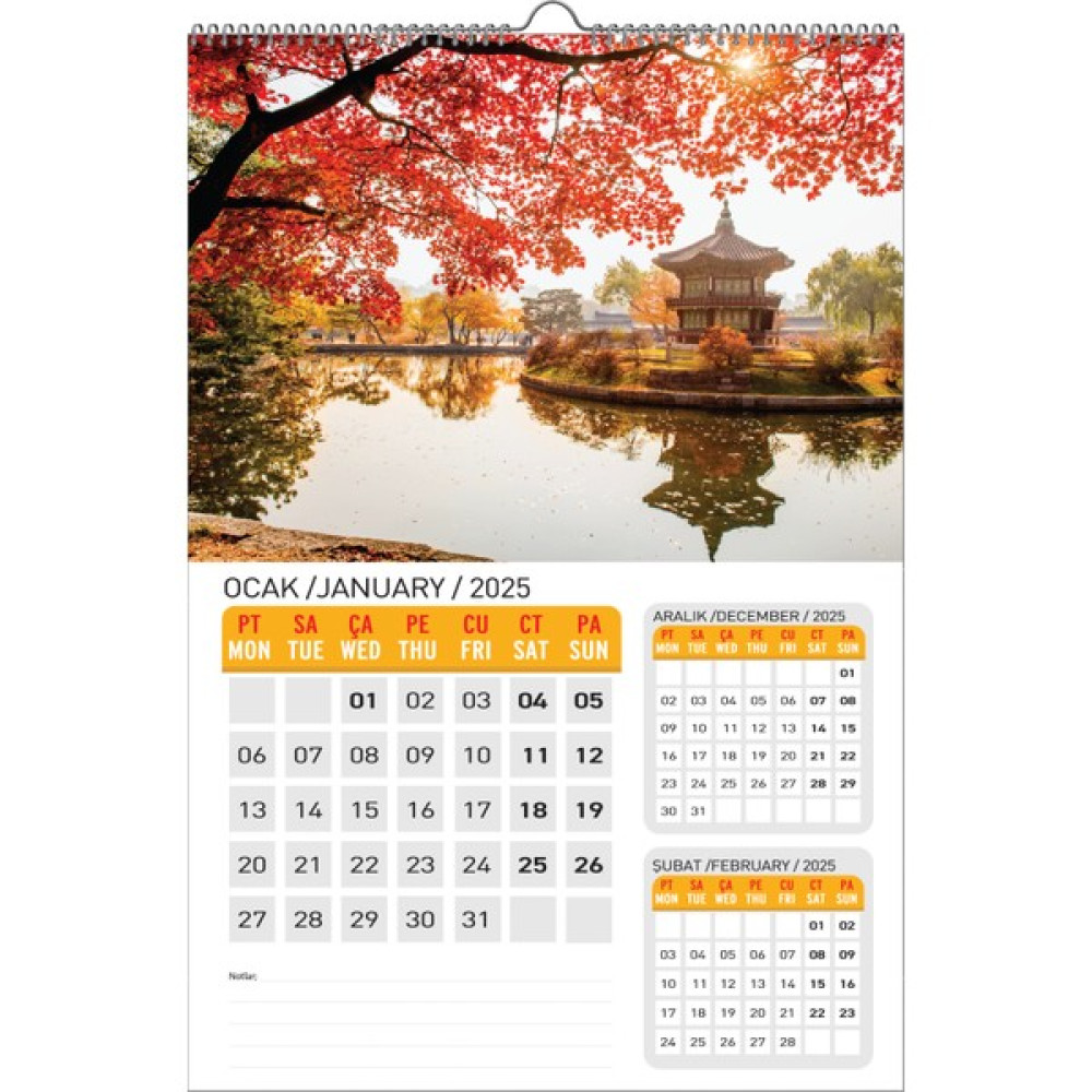Naturel Basım 2025 Manzara Duvar Takvimi Takvim Fiyatı