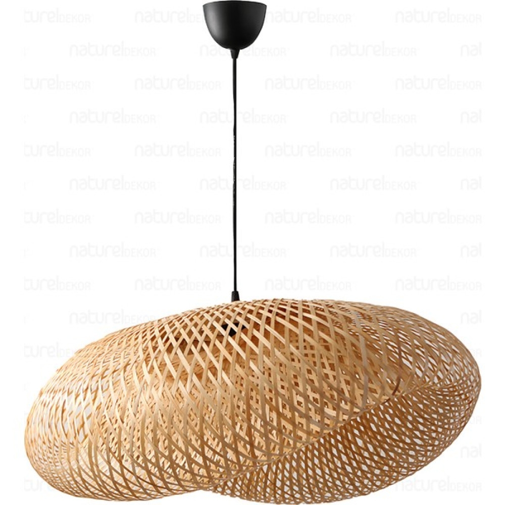 Naturel Home Bambu Elips Sarkıt Avize Lamba 80CM - Iskandinav, Modern, Bohem, Rattan Aydınlatma Avize Fiyatı