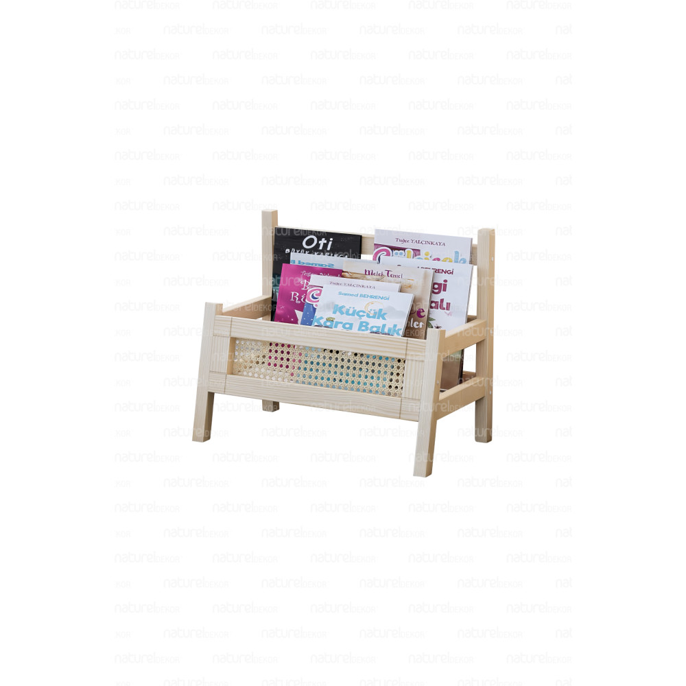 Naturel Home Hazeranlı Masif Ahşap Montessori Bank Kitaplık Ve Hazeran Dergilik 50 cm Beden Bebek-Çocuk Odası Fiyatı