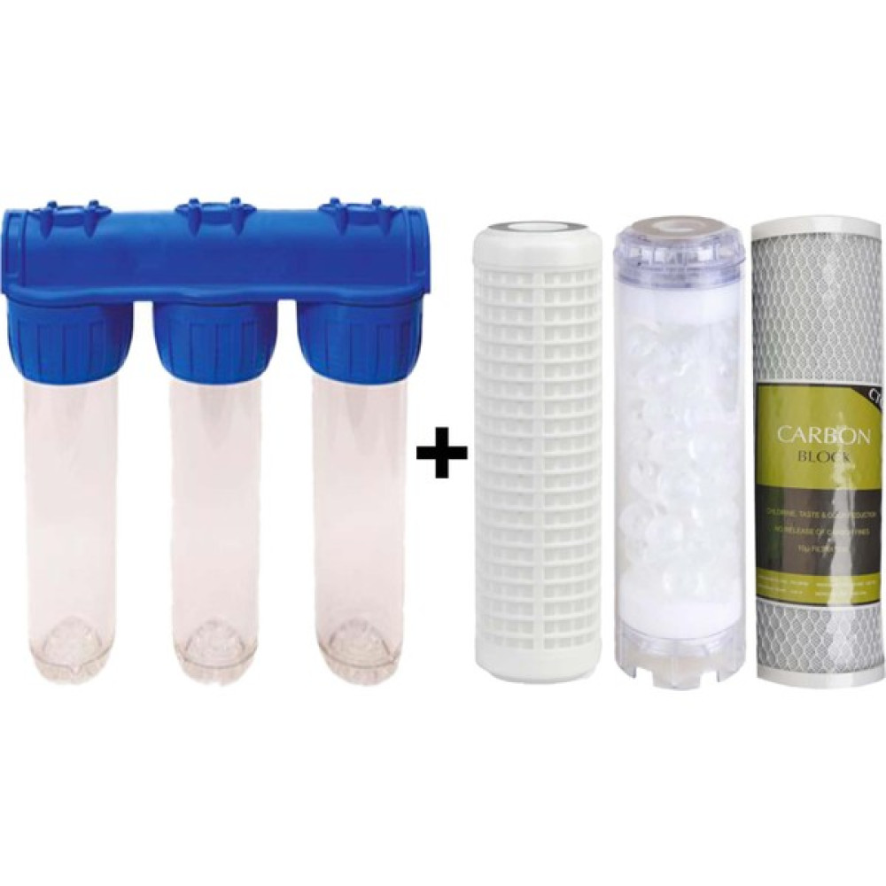 Naturel Su Arıtma Cihazları 10" Üçlü Daire Girişi Su Arıtma Cihazı (Yerli) Yıkanabilir + Silifoz + Blok Filtre - Renkli Bahçe Makinesi Aksesuar & Yedek Parça Fiyatı