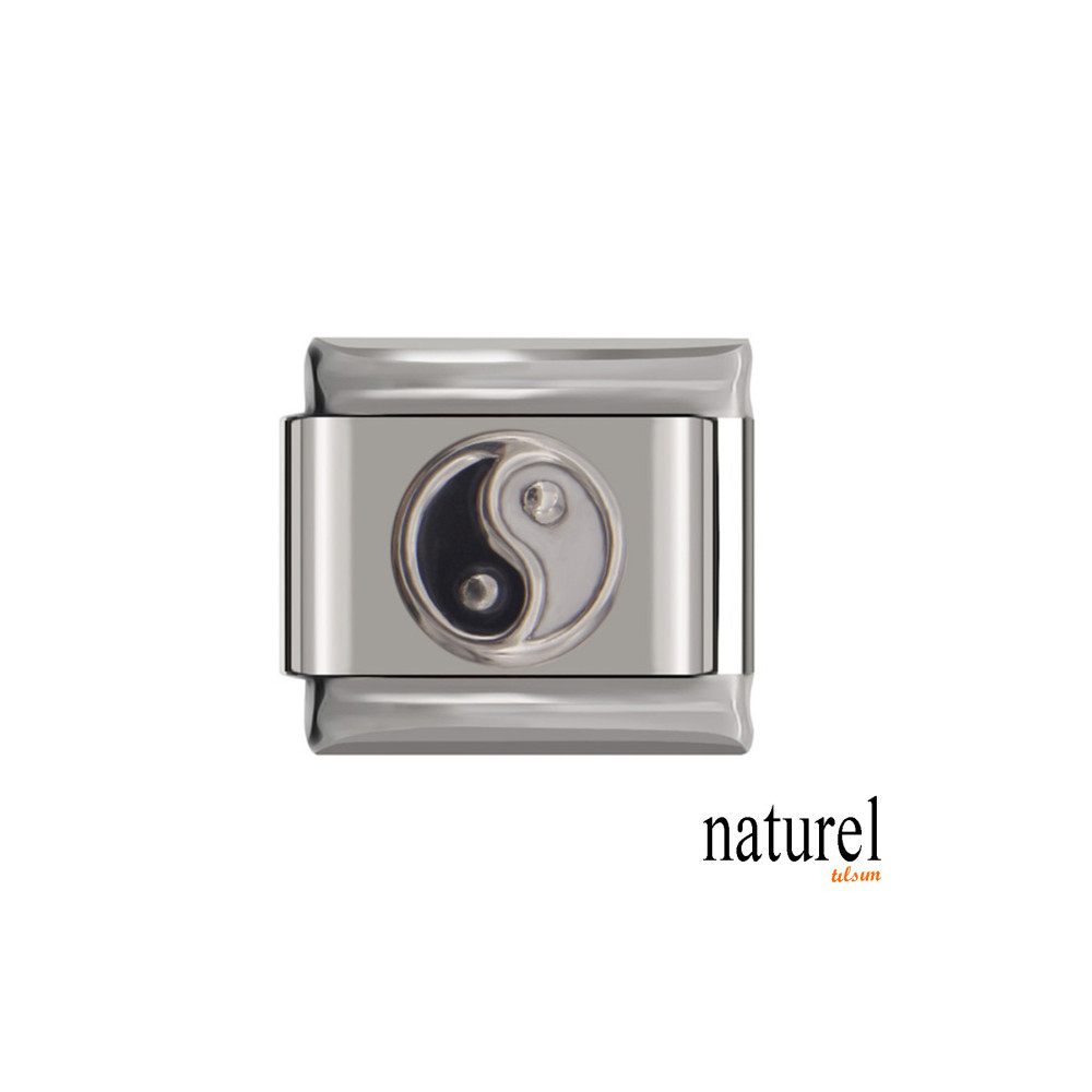 Naturel Tılsım Italyan Paslanmaz Çelik 9mm Yin Yang Charm 9 mm Beden Çelik Bilezik Fiyatı