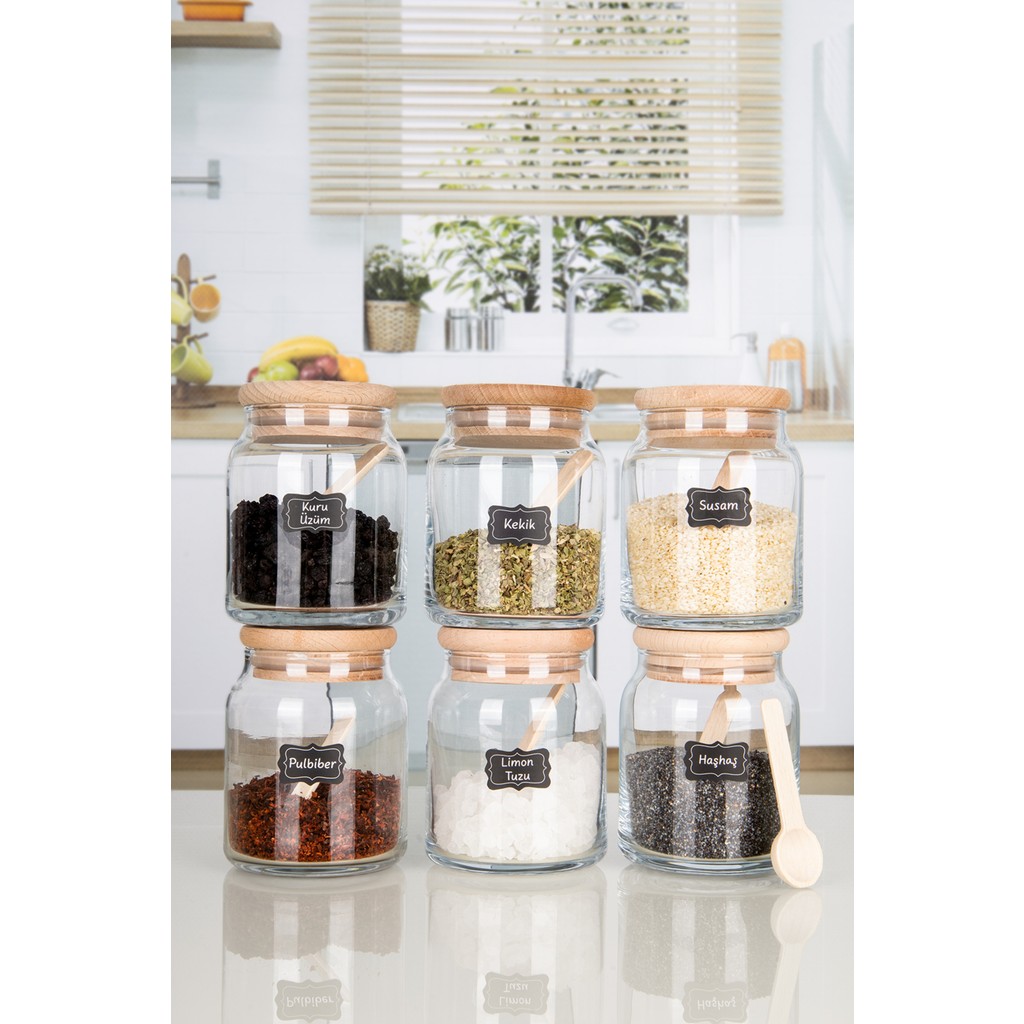 Naturelove 6’ Lı Ahşap Vakumlu Bambu Kapaklı Kaşıklı Lüks Baharatlık Takımı 300 ml Cam Çatal / Kaşık / Bıçak Takımları Fiyatı