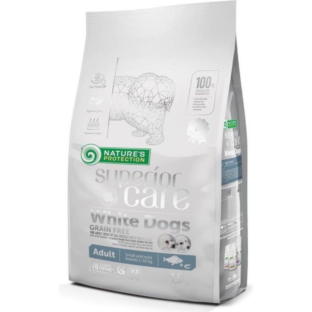 Natures Protection Nature's Protection Superior Care Beyaz Köpekler Tahılsız Beyaz Balıklı Yetişkin, Küçük ve Mini Irklar Için Köpek Maması 10KG Evcil Hayvan Ürünleri Fiyatı