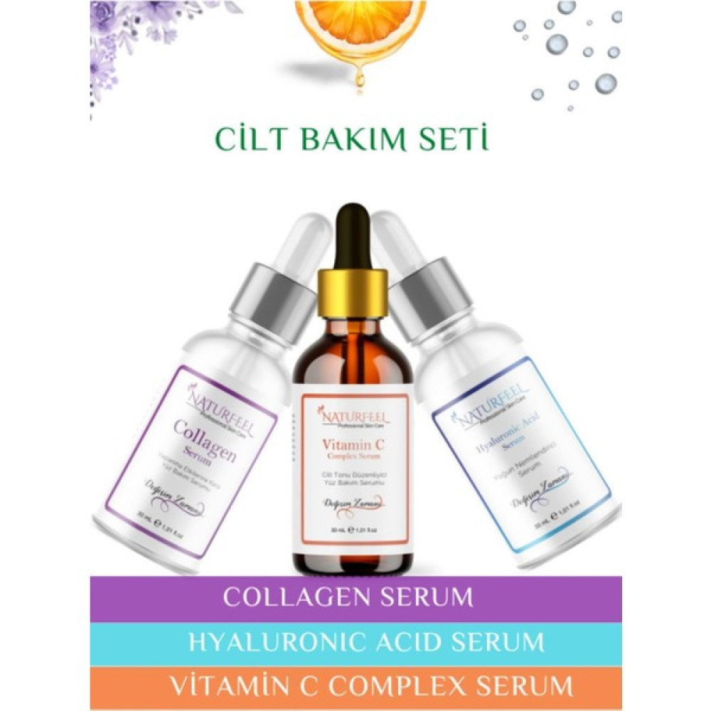 Naturfeel Collagen Serum + Hyaluronik Asit Serum + Vitamin C Serum 3'lü Bakım Seti Anti-Aging / Yaşlanma Karşıtı Fiyatı