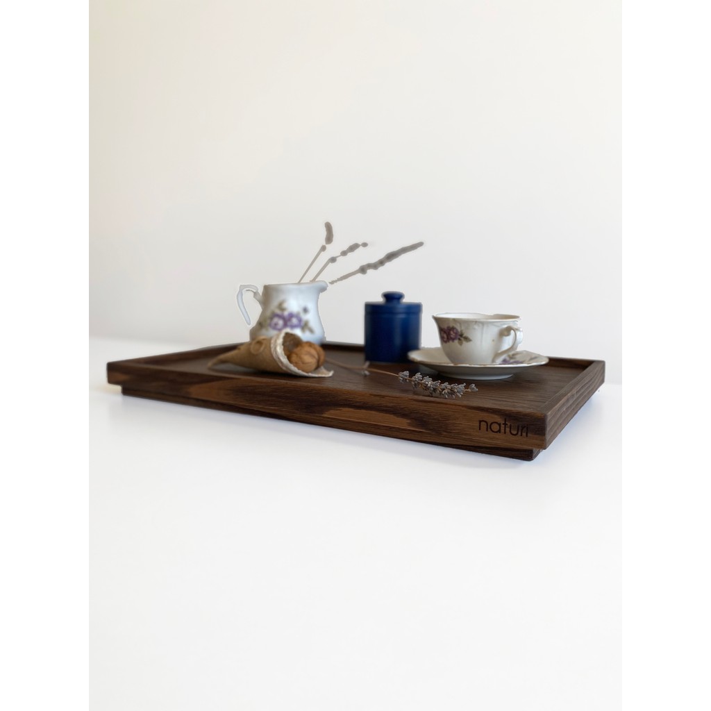 Naturi Recta Chocolate Renk Büyük Boy Ahşap Sunum Tepsisi 50 x 30 cm - Koyu Kahverengi Servis Tepsisi Fiyatı