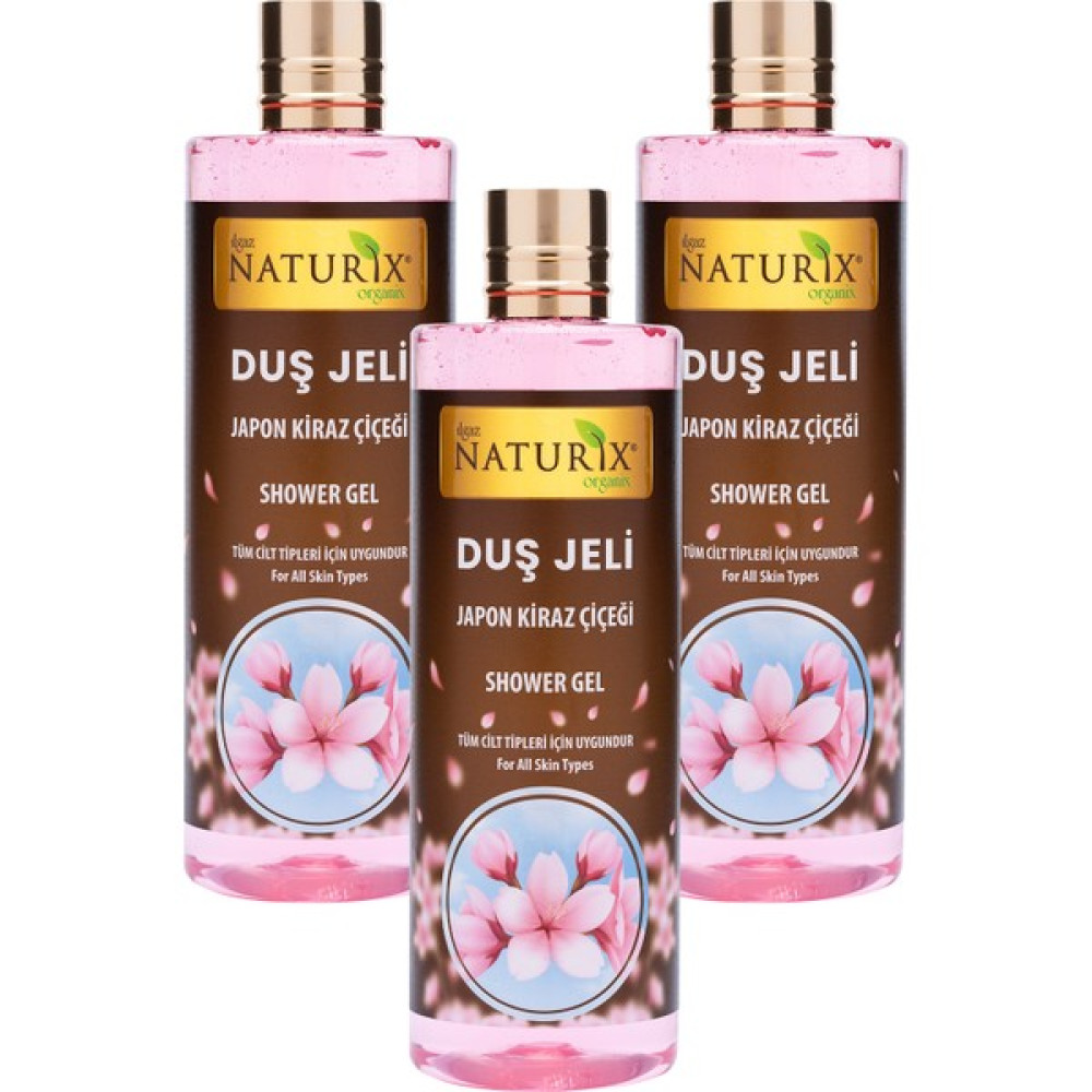 Naturix Aroma Terapi Duş Jeli Japon Kiraz Çiçeği Duş Jeli Kalıcı Kokulu Banyo Jeli 400 ml 3'lü Banyo Seti Duş Jelleri ve Banyo Köpükleri Fiyatı