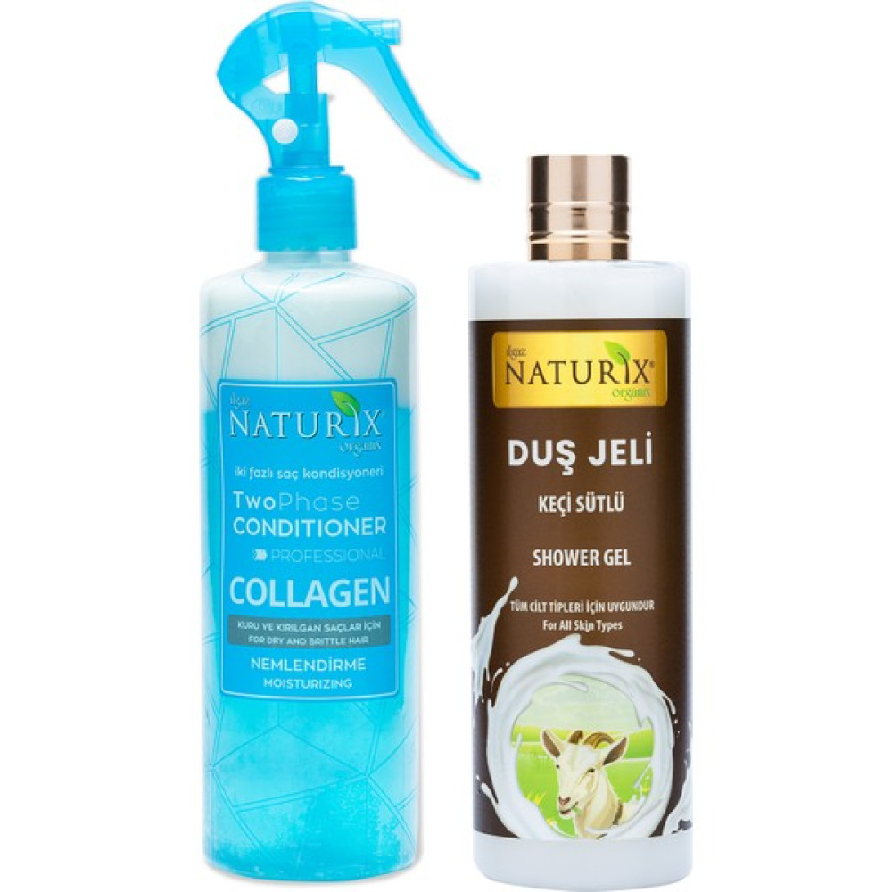 Naturix Bitkisel Collagen Fön Suyu Iki Fazlı Sıvı Saç Kremi 400 Ml + Keçi Sütü Duş Jeli 400 Ml Saç Bakım Maskeleri & Serumlar & Spreyler Fiyatı