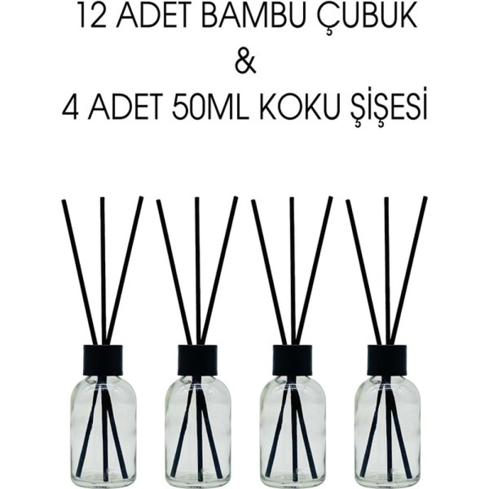 Naturix Cam Kavanoz Oda Kokusu Şişesi 50 ml + 12 Adet Siyah Bambu Çubuk 20 cm Oda Kokusu Fiyatı