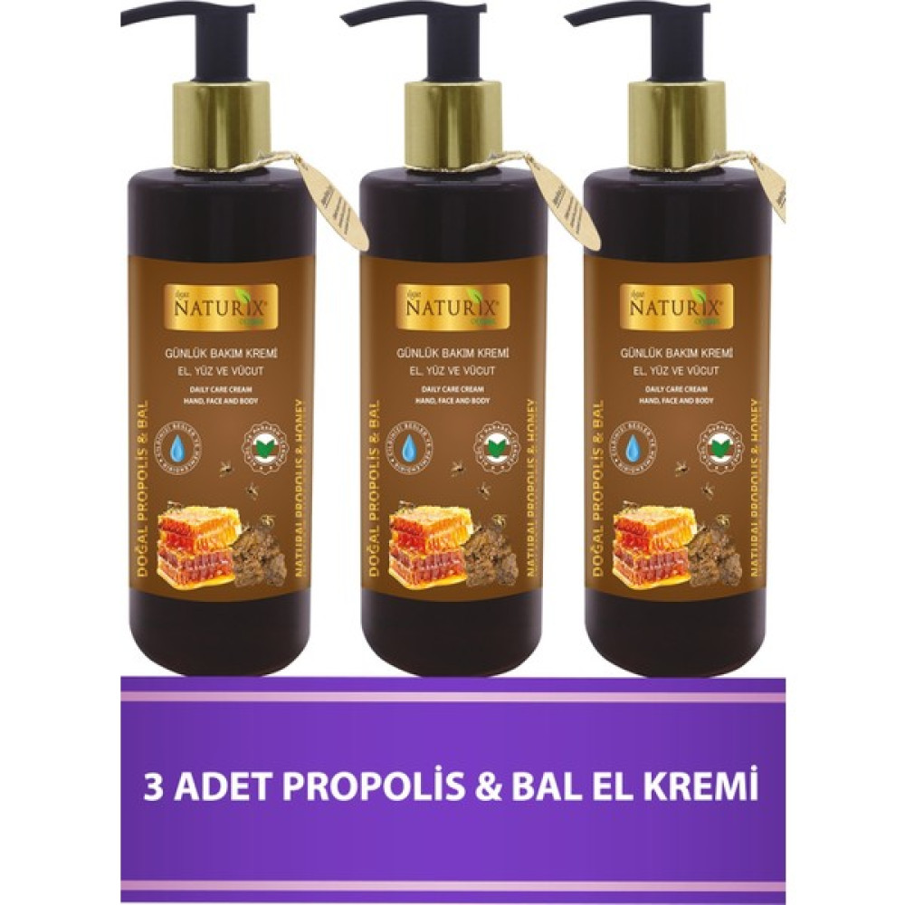 Naturix Doğal Propolis & Bal Özlü Nemlendirici El - Yüz - Vücut Bakım Kremi 250 ml 3 Adet El Bakımı Fiyatı