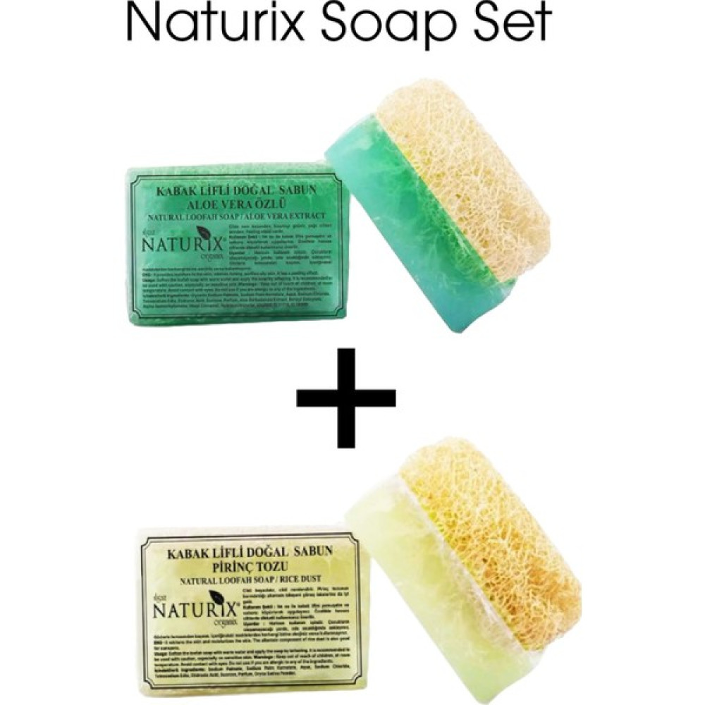 Naturix Kabak Lifli Aloe Vera Özlü Sabun+ Naturix Kabak Lifli Pirinç Sabun Sabunlar Fiyatı