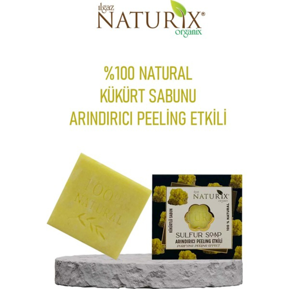 Naturix Natural Kükürtlü Sabun Arındırıcı Peeling Etkili Sebium Dengeleyici %100 Doğal Sulfur Soap Sabunlar Fiyatı