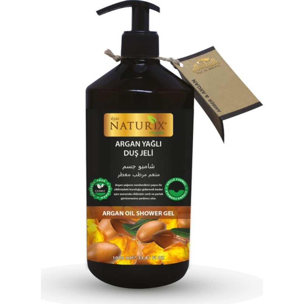 Naturix Organik Argan Yağlı Duş Jeli 1000 ml Paraben Fosfat Içermez Büyük Boy Nemlendirici Duş Jeli Duş Jelleri ve Banyo Köpükleri Fiyatı