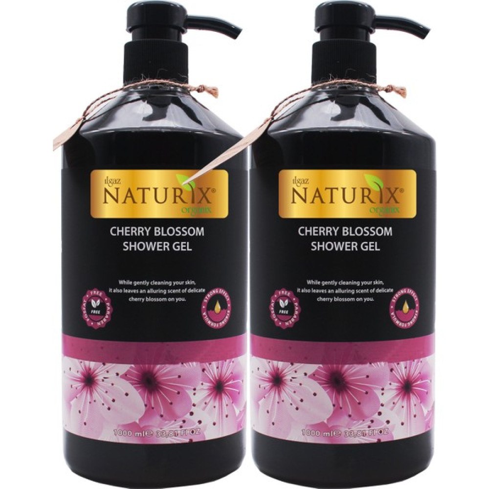 Naturix Organik Japon Kirazı Duş Jeli 2'li 1000 ml Paraben Fosfat Içermez Büyük Boy Nemlendirici Duş Jeli Duş Jelleri ve Banyo Köpükleri Fiyatı