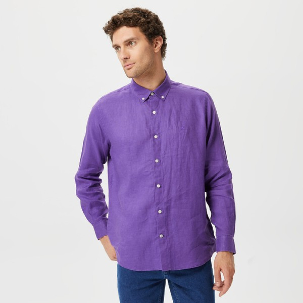 Nautica Erkek Mor Classic Fit Uzun Kollu Keten Gömlek W35101T.5RR Erkek Gömlek Fiyatı