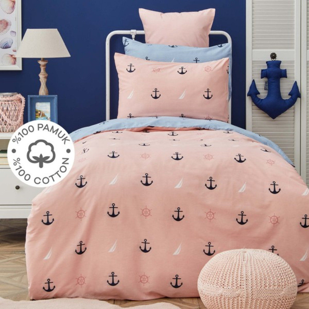 Nautica Home Kids Anchor %100 Pamuk Tek Kişilik Nevresim Takımı - 160 x 220 cm - Pembe Nevresim Takımı Fiyatı