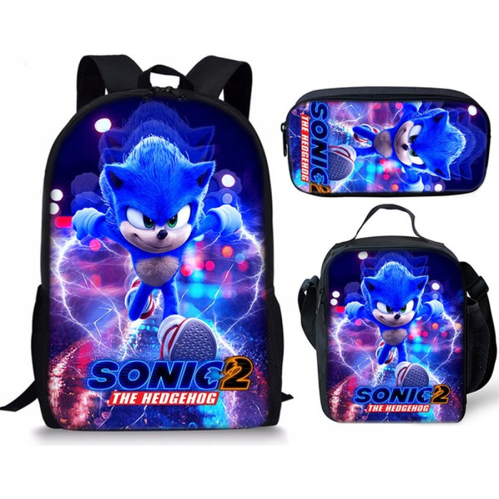 Navcon Sonic Sırt Çantası Sonic 2 Öğrenci Okul Çantası Çocuk Yemek Çantası Kalem Kutusu Üç Parçalı (Yurt Dışından) Erkek Sırt Çantası Fiyatı