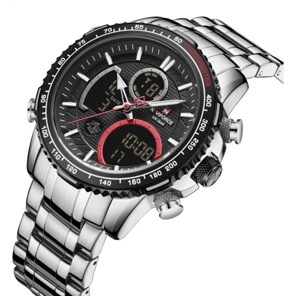 Naviforce Erkek Kol Saati Dijital Analog Çelik Kordon 1370 - Gümüş Kol Saatleri Fiyatı