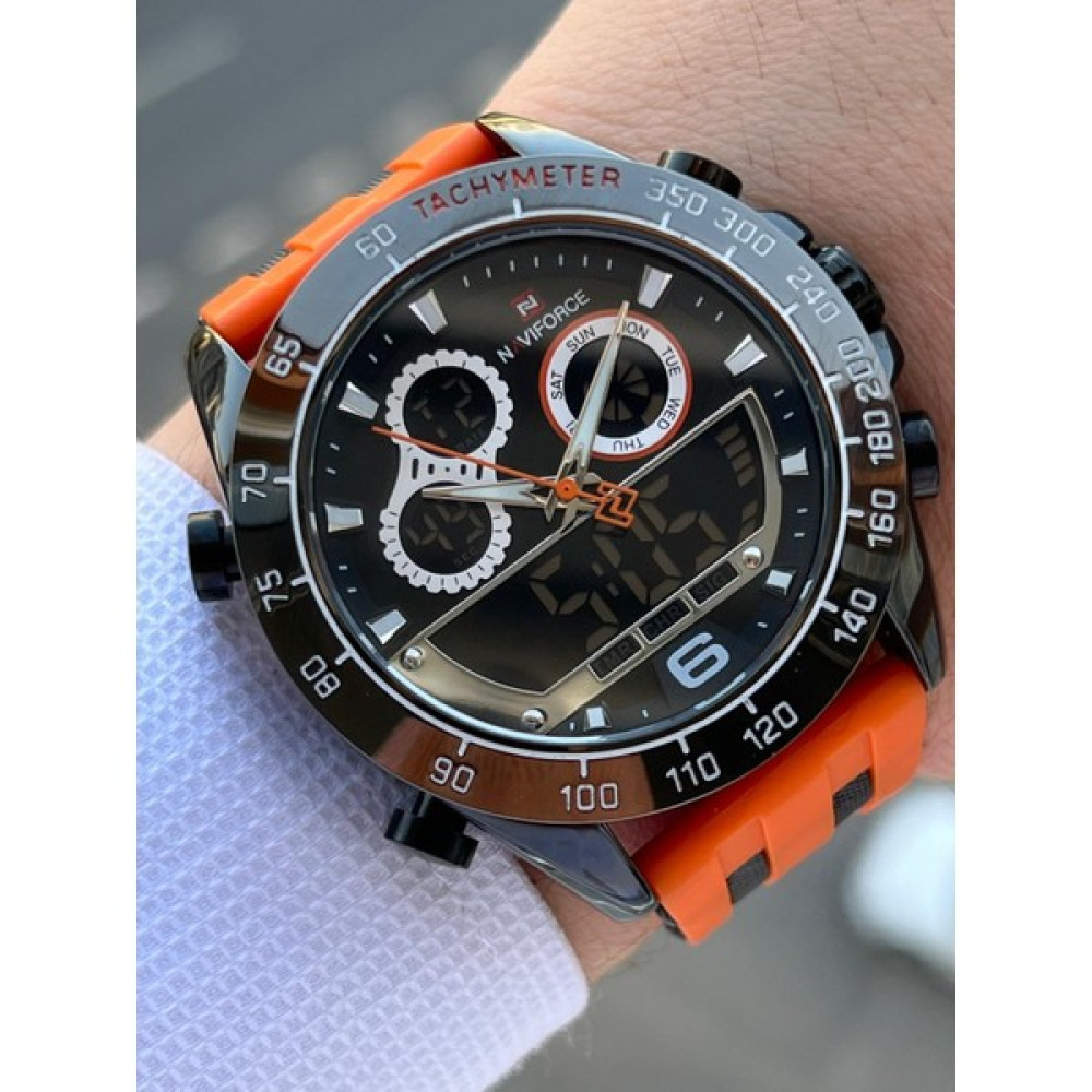 Naviforce Silikon Kordon Iyon Kaplama Kasa Dijital&analog Çift Kadranlı Erkek Kol Saati ENF.9188.TRC - Turuncu Kol Saatleri Fiyatı