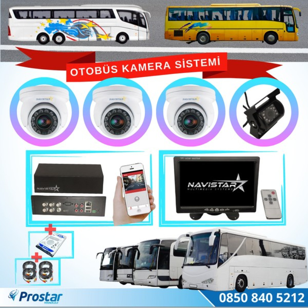 Navistar Otobüsler Için Kayıtlı 4 Kameralı 320 GB Harddiskli Kamera Oto Görüntü Sistemleri Fiyatı