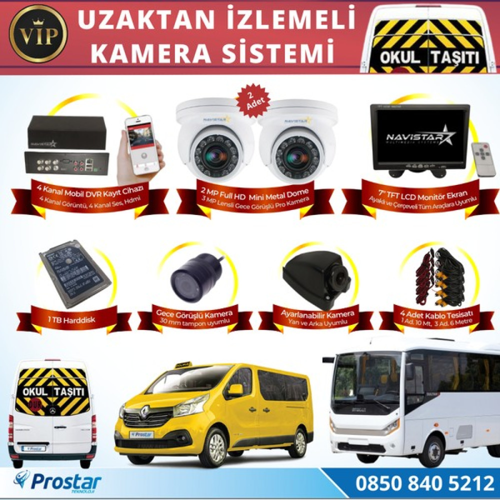 Navistar Profesyonel Servis Araç Kamera Seti 4 Kameralı Kayıtlı 1 Tb Oto Görüntü Sistemleri Fiyatı
