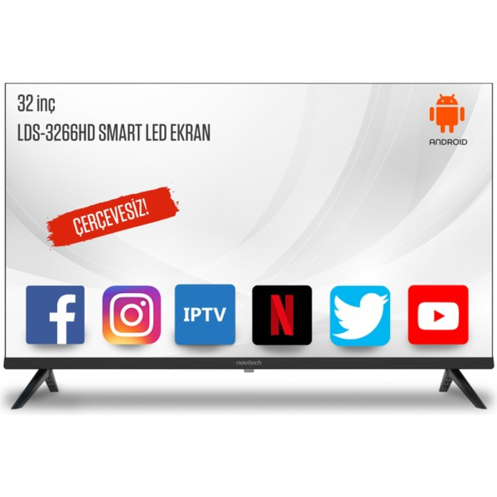 Navitech LDS-3266 32'' 81 Ekran HD Android Smart LED Ekran (Çerçevesiz) Televizyonlar Fiyatı