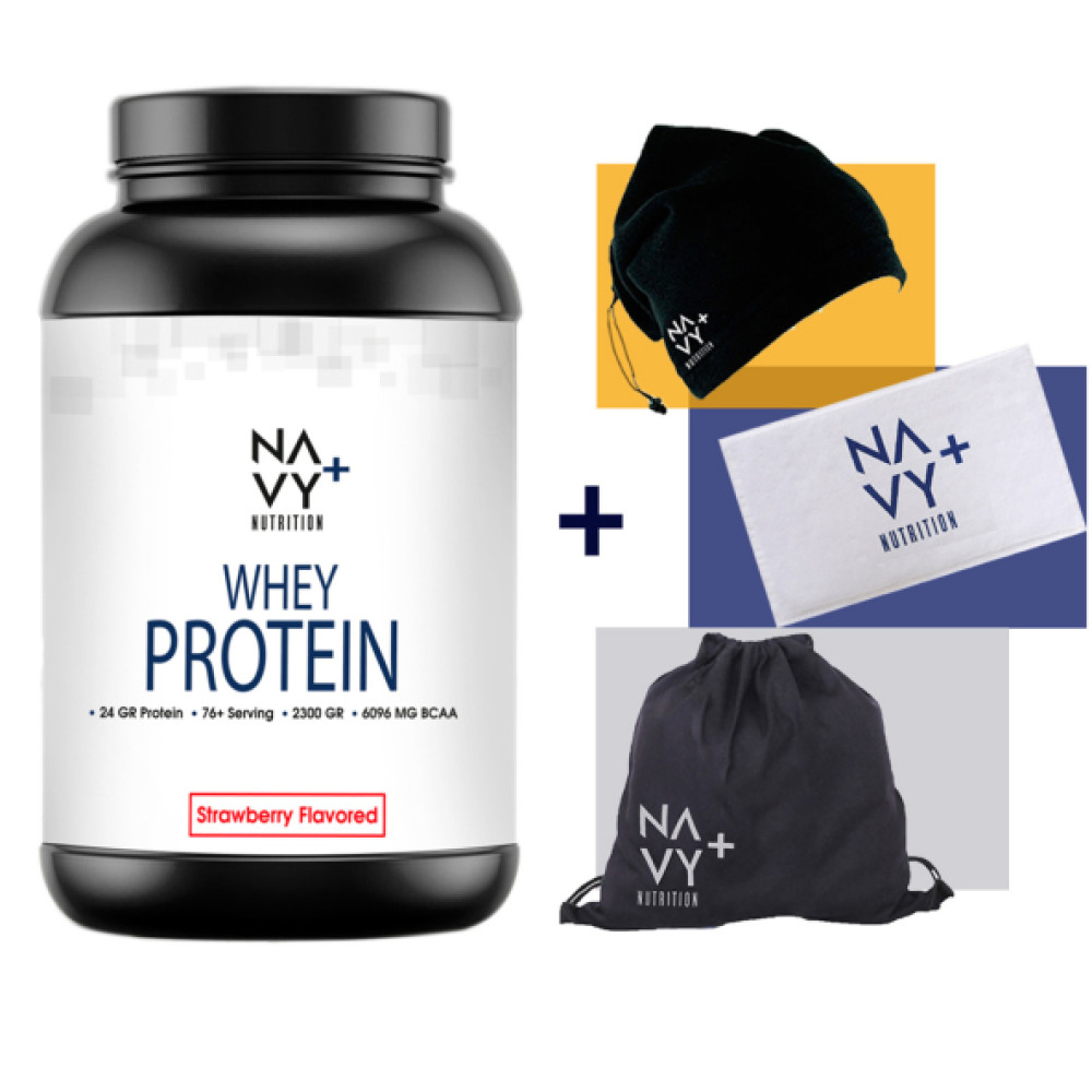 Navy Plus Nutrition 2300 Gr Whey Protein Tozu Cilek Aromali + Canta + Bere + Havlu Protein Tozları Fiyatı