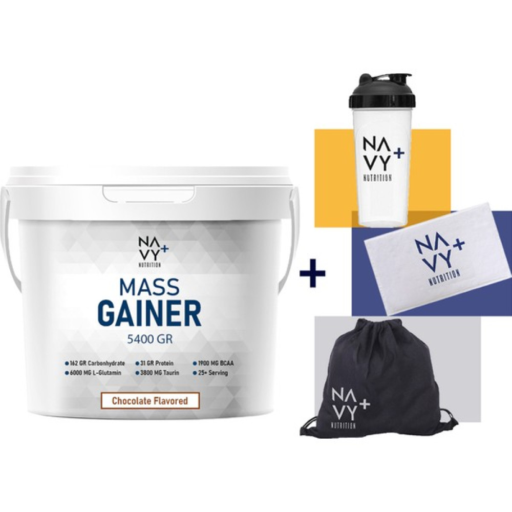 Navy Plus Nutrition 5400 gr Mass Gainer Çikolata Aromalı + Shaker + Askılı Çanta + Antrenman Havlusu Sporcu Besinleri Fiyatı