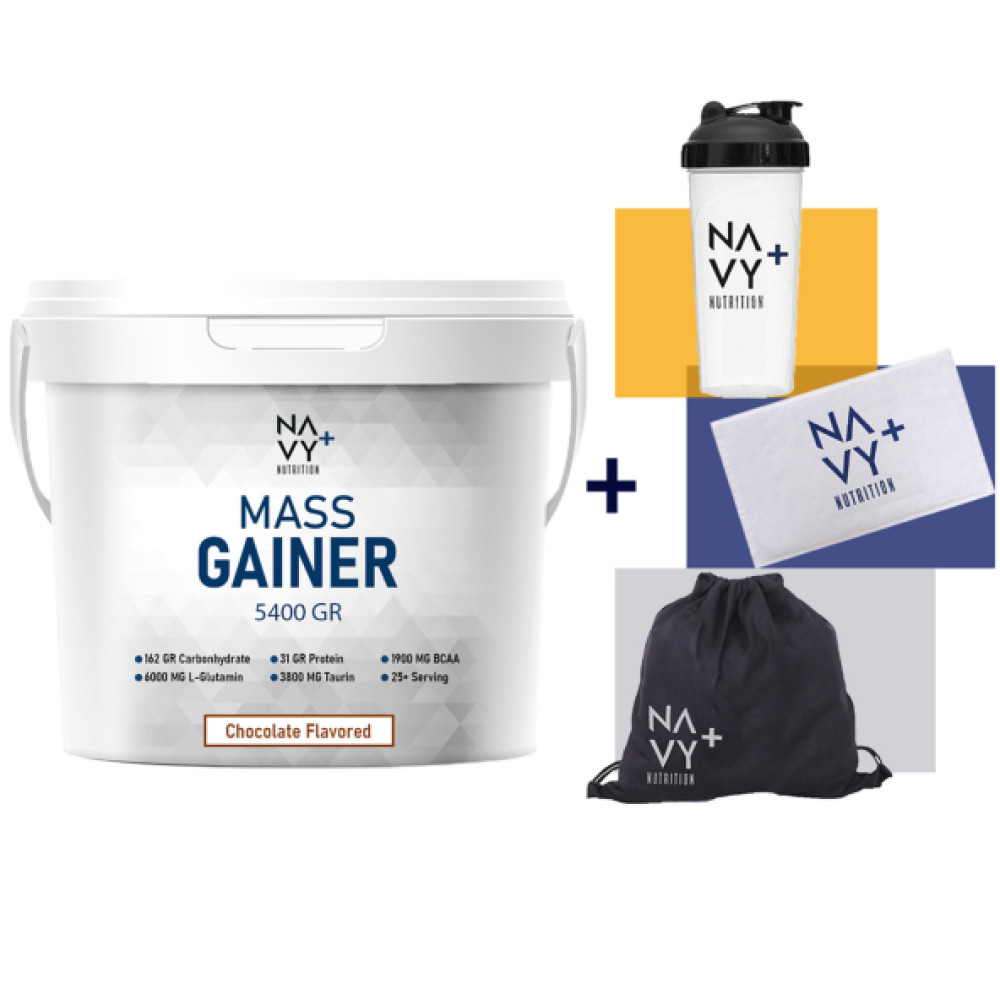Navy Plus Nutrition 5400 Gr Mass Gainer Cikolata Aromali + Shaker + Canta + Antrenman Havlusu Sporcu Besinleri Fiyatı