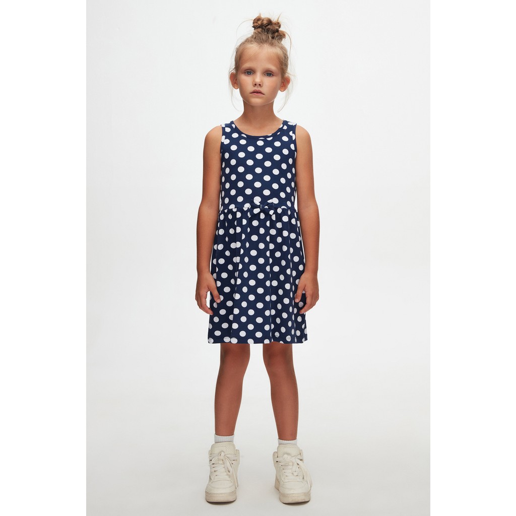 NAVY Polka-Dot Kız Çocuk Desenli Kolsuz Elbise Kız Çocuk Elbise Fiyatı