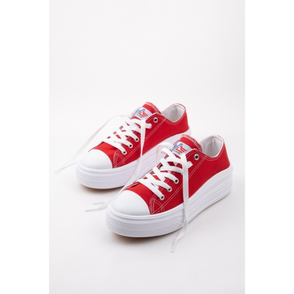 Navysıde Kadın Kırmızı Sneaker Convers Hafif Spor Ayakkabı Taban-4 cm Ns.cnv Spor Ayakkabı Fiyatı