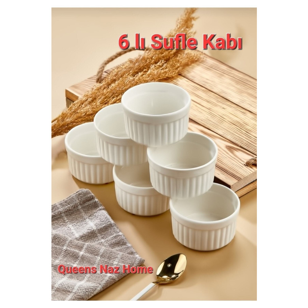 Naz 6 Lı Beyaz Renk Seramik Sufle Fırın Kabı 10 Cm Isıya Dayanıklı Kek Kalıpları Fiyatı