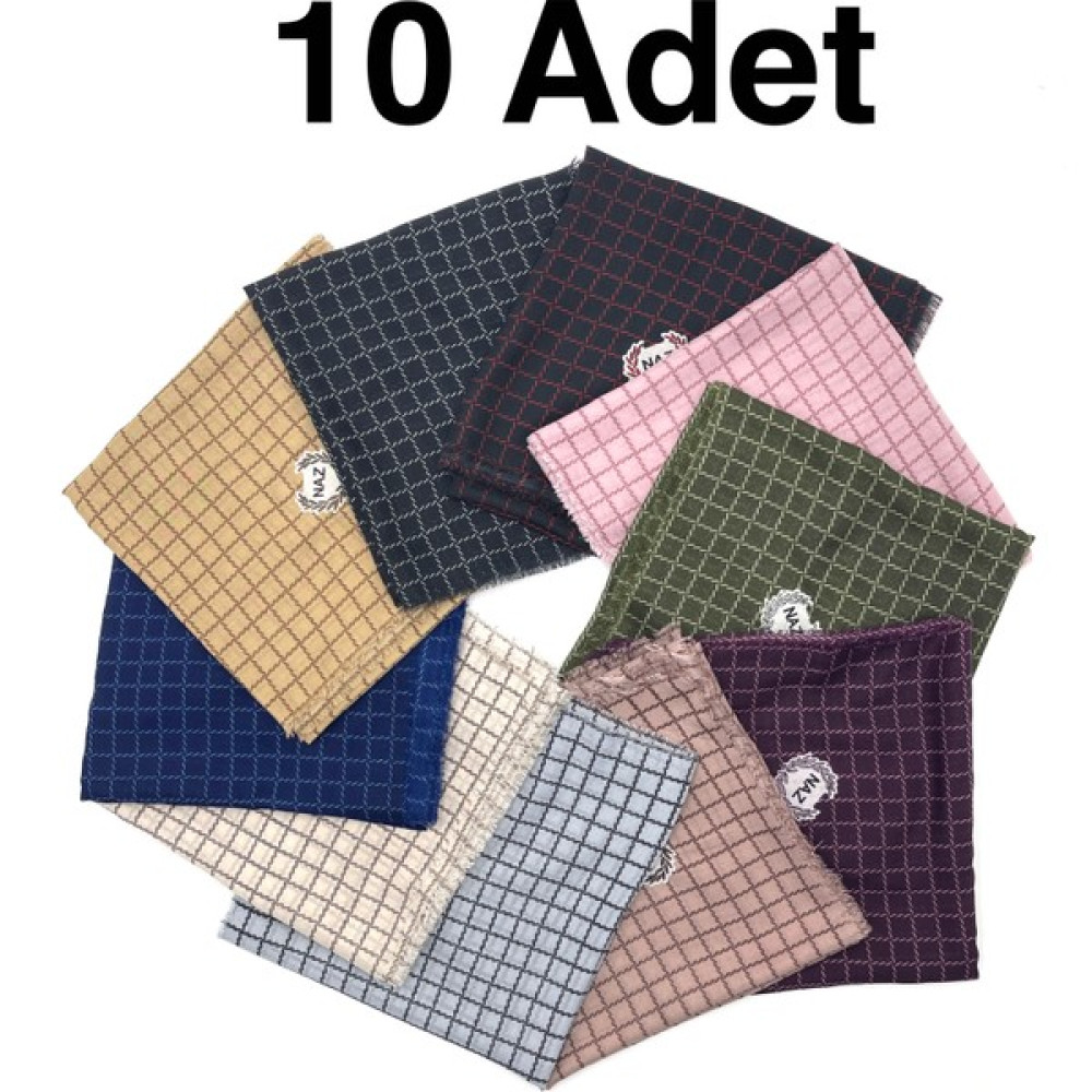Naz Ipek 10'lu Paket %100 Pamuklu Yazma Ekose Desen Yeşil Eşarp 100X100 Eşarp Fiyatı