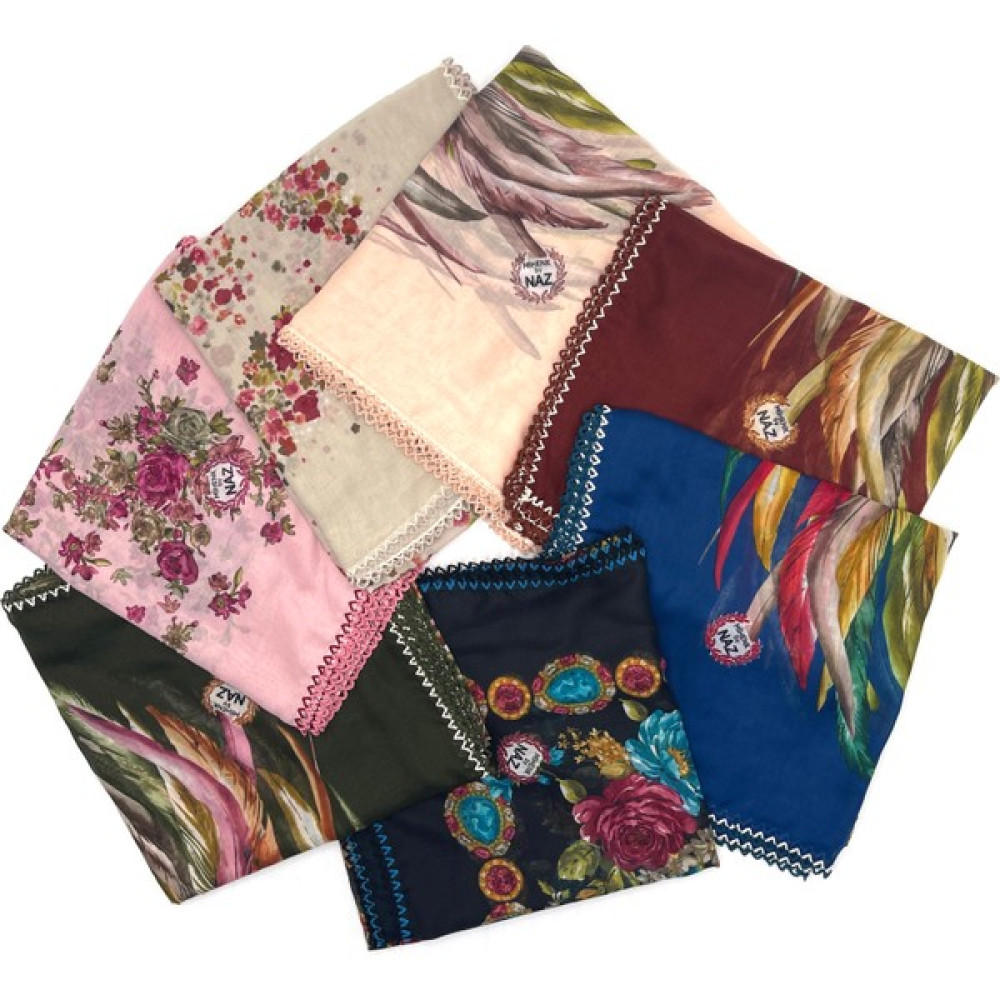 Naz İpek Kenarları Oyalı 7'li Set Pamuklu Yazma 100X100CM Eşarp Eşarp Fiyatı