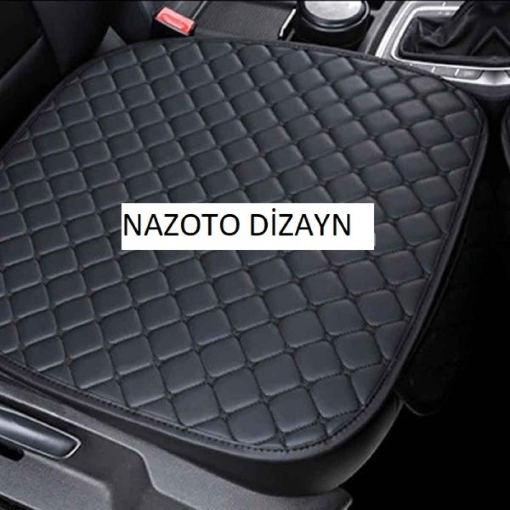 Naz Oto Araba Koltuk Minderi Ön ve Arka Takım 3 Parca Koltuk Deri Minder Siyah Deri- Siyah Nakış Oto Koltuk Minderi Fiyatı