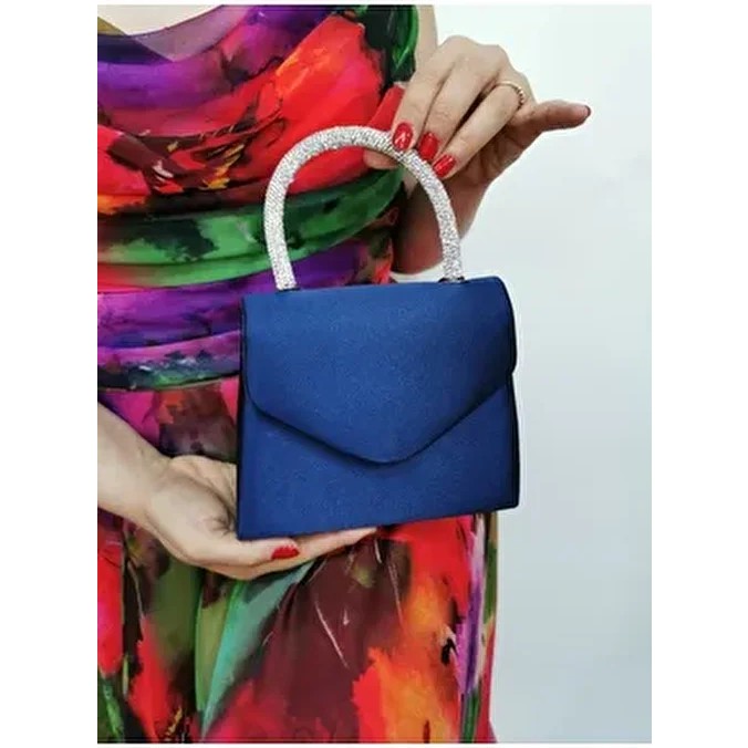 Nazart Kadın Saten Lacivert Abiye Clutch Portföy Suni Deri Taşlı Şık Gece Çantası Business Koleksiyonu Giyim & İç Giyim Fiyatı